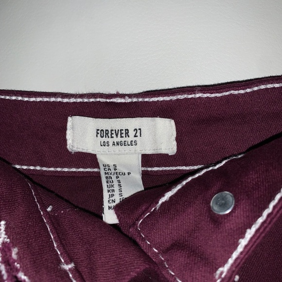 Maroon Skirt w WHITE STITCHING - Picture 1 of 3